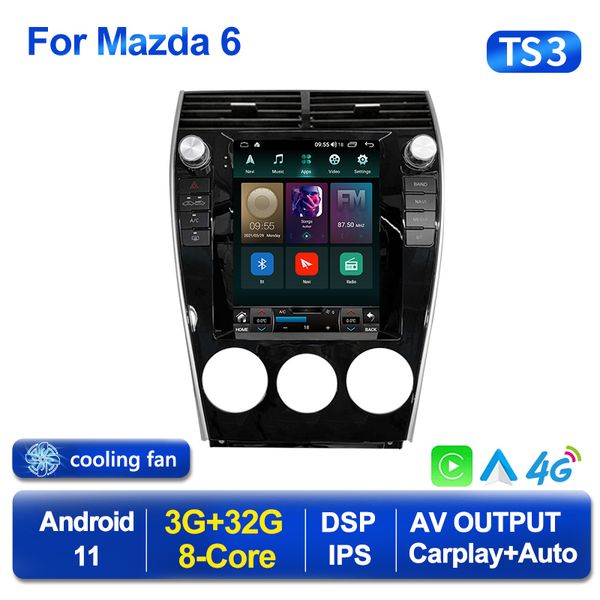 2Din Carplay Android Car Dvd reproductor Multimedia para Mazda 6 2004-2015 estilo Tesla Radio GPS navegación Auto Radio Estéreo BT WIFI