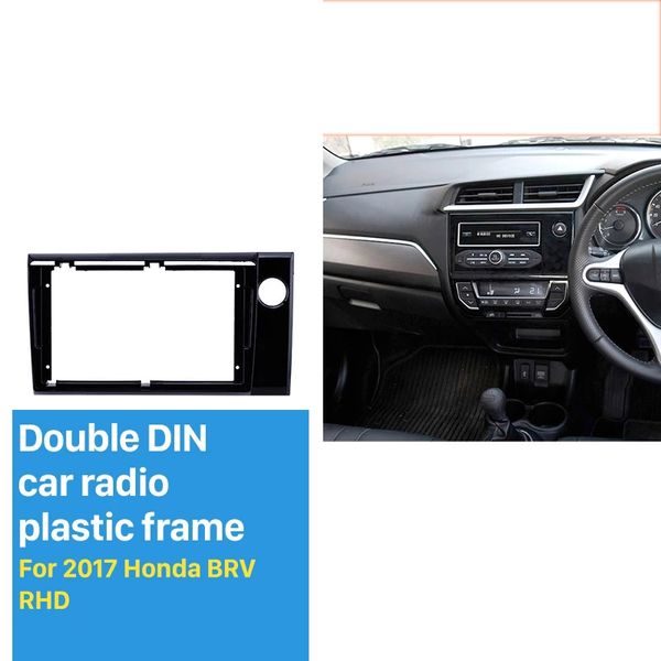 2din UV negro 9 pulgadas para 2017 HONDA BRV RHD Audio Dash Trim Fascia Panel Kit car radio Frame