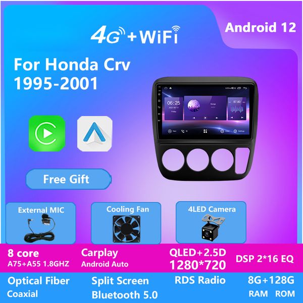 Autoradio vidéo 2Din lecteur multimédia Android BT GPS 8Core 8G 128G récepteur stéréo pour Honda CRV 1995-2001