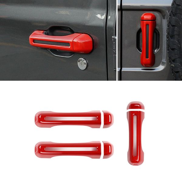 2 portes rouge porte poignée couverture voiture porte queue extérieur porte coquille pour Jeep Wrangler JL 2018 + haute qualité Auto accessoires extérieurs