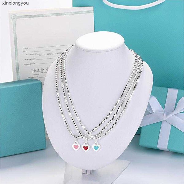 2dva Pendentif Colliers Marque de luxe 4mm perlé amour coeur concepteur pendentif colliers pour femmes S925 argent mode livre baleine Moissanite chaîne collier ras du cou