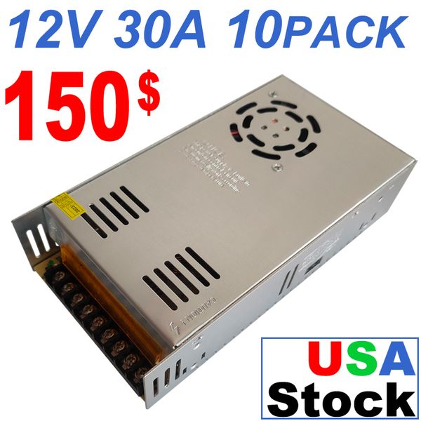 12V 30A Alimentation à découpage 110-240 Volts AC/DC 360W Adaptateur de transformateur de commutation régulé universel Pilote pour imprimante 3D CCTV Radio Bande LED CRESTECH888