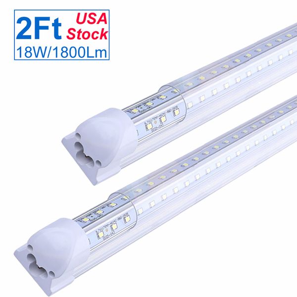 Lámpara LED para tienda de 2 pies, tubo LED integrado T8 de 24'', bombillas conectables de 2 pies para garaje, almacén, forma de V, barra de tiras de 2', 18W 20W 1800LM OEMLED