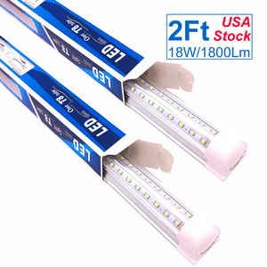 2ft LED-winkelverlichting, 24 inch Linkable Integrated Tube Lampen V Vorm 18W 20W 1800LM 2000LM Cooler Lights, 24 '' Directe Wired Plafond en Utility Strip Bar Lamp Oemled