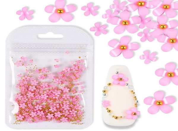 2gBag 3D fleur rose Nail Art bijoux taille mixte boule en acier fournitures pour accessoires professionnels bricolage manucure Design9801018