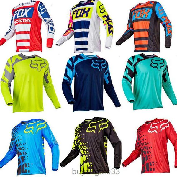 2H6V T-shirts pour hommes nouveaux hommes col rond Fox Letta moto tout-terrain à manches longues séchage rapide T-shirt cyclisme vêtements de sport