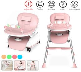 2in1 plateau réglable pliable enfants bébé élevé portable portable chaise alimentaire multifonctionnelle avec roues de siège 636 mois L9994021