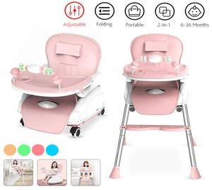 2in1 plateau réglable pliable enfants bébé élevé portable portable chaise alimentaire multifonctionnelle avec roues de siège 636 mois L9994021