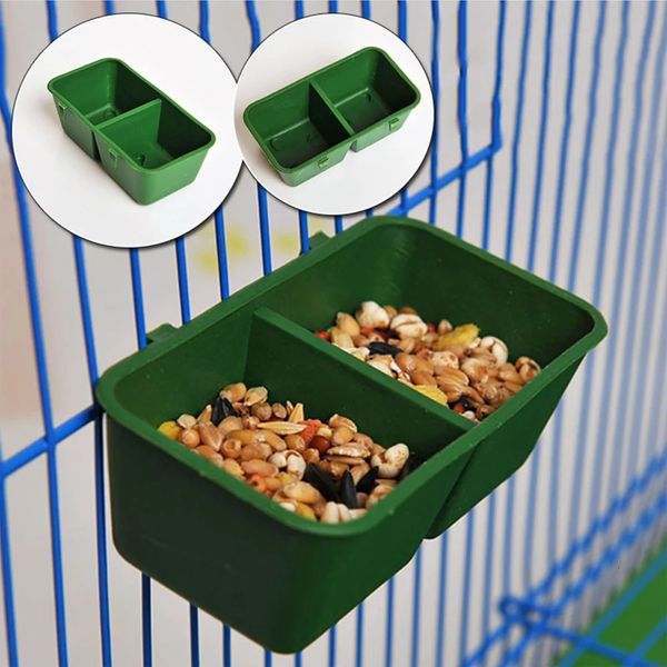 2in1 Bird Food Water Bowl Parrot Taca de alimentación dual de plástico S Aldenador de jaula Pet Caja de aviario 240515
