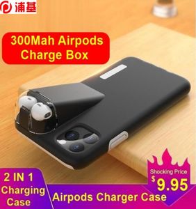 Caso de 2in1 para iPhone XS SE2 11 Pro Max Coque XR x 8 7 6 Plus Cover for Apple AirPods 2 1 con una caja de carga de 300 mAh2041139