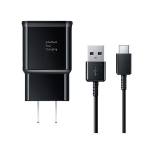 2in1 Comincan Usb Fast charger Voor S6 S8 S10 9V 2A US EU plug Travel wall adapter volledige 2A home charge dock met type c zwarte kabel opp zak