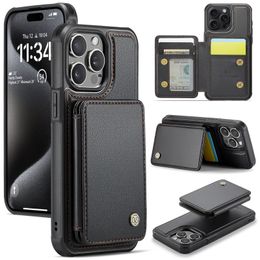 2in1 Étui de portefeuille de support de carte en cuir détachable pour iPhone 15 Pro Max 14 13 12 11 xr x, couverture de téléphone de blocage RFID Magnetic Flip Kickstand RFID