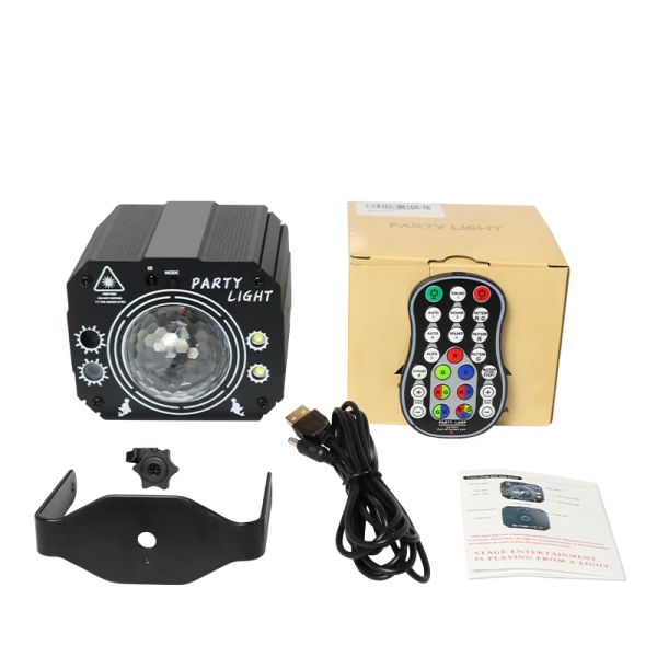 2IN1 Disco Magic Ball Laser DJ Stage Light RVB LED Remote Control Strobe Sound Activé pour le club Birthday Party Halloween KTV