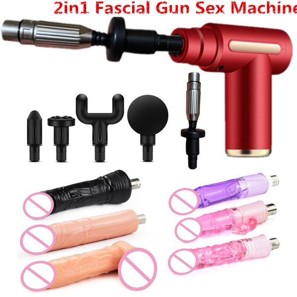 2 en 1, pistola de Fascia, masajeador muscular, máquina sexy automática, masturbador femenino, tienda de juguetes para hombres y mujeres, consoladores, accesorios para pene