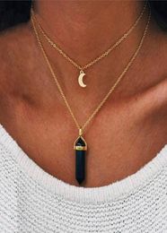 2in1 Gold Color Natural Crystal Stone Pendant ketting mode opaal hanger kettingen voor vrouwen sieraden 12pcslot4967226