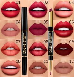 2in1 Lip Liner Lipstick 12 kleuren matte pennen 24 uur en met lipmake-upset voor vrouwen Langdurige labiales mate 24 horas originales8549185