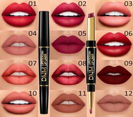Lipstick à lèvres 2in1 12 couleurs stylos mat 24h et avec maquillage pour les lèvres pour femmes durables labiales mate 24 Horas Originals7756778