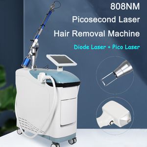 2 en 1 Diode Laser Pico Laser Machine de détatouage Q-Switch Picoseconde Traitement de poupée noire Supprimer les taches de naissance Pigmentation 808 Laser Hair Remove Epilator