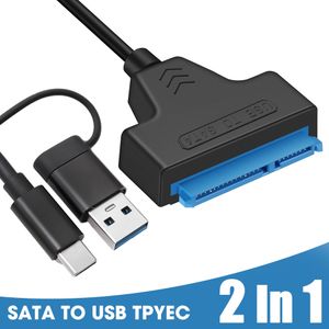 Adaptateur 2IN1 SATA3 vers USB3.0 Type C 2.5 Convertisseur externe SSD HDD USB C