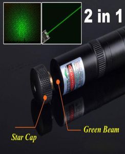 2in1 Star Cap Patroon High Power Krachtige 532nm 5mw Groene Laser Pointer Pen Lazer Pointer Zaklamp4647854