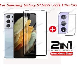 Protecteur d'écran d'objectif 2 en 1, verre trempé pour Samsung Galaxy S21 Ultra 5G Plus S 21, film glass9535765