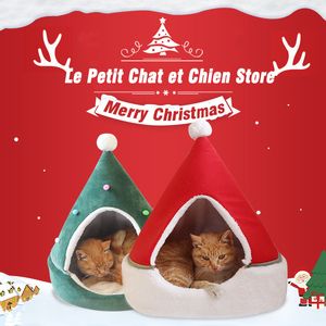 2in1 Réchauffement Confortable Tente De Noël Lit Doux Pour Petit Chien Et Chat Pet House Winter 201111