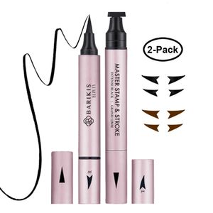 Timbre Eyeliner à ailes 2 en 1, crayon liquide, Triangle, joint pour les yeux, Style chat, maquillage, 2 stylos, 240220