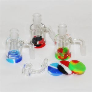 2inch3.2inch Smoking Glass Ashcatchers 14mm 18mm Joint avec 5 / 7ml Silicone Container Reclaimer Bong Ash Catcher Ashcatcher pour Bongs