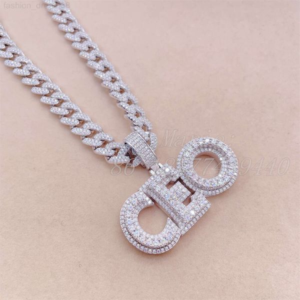 2 pouces 925 argent sterling avec vvs moissanite diamant luxe PDG pendentif personnalisé diamant pendentif collier