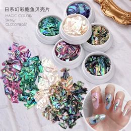 2 jar Hoogwaardige kleurrijke onregelmatige natuurlijke zeeschiltextuur dunne abalone plak nail art pailletten manicure stickers tip