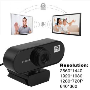 2K Webcamera 2560x1440 Pixels USB Smart TV Webcam met Microfoon Laptop Desktop Computer Accessoire