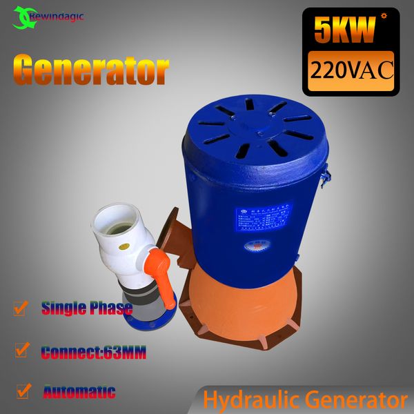 2KW 3KW 5KW Générateur hydroélectrique de turbine à eau électrique 220V Générateur d'énergie alternative Éclairage de chargement 5000W