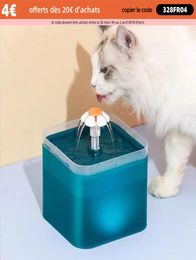 2L Capacité Automatique Cat Water Fountain Feeder avec éclairage LED Dispensateur de compagnie USB Recircule filtrage pour les chats mangeoires3900713