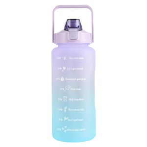 2L Grote capaciteit Waterfles met Striet Gradiënt Kleur Matte Plastic Sport Draagbare Drop-Proof Leuke Botle W1