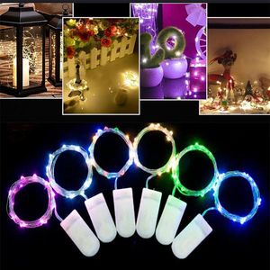 2M 20 luces LED de hadas cadena estrellada CR2032 botón funciona con pilas plata Navidad Halloween decoración boda fiesta luz