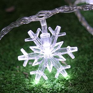 LED-snaren 2m 20 LED's Snowflake String Fairy Lights Batterij Powered White Christmas Home Party Decoration Holiday Starry Lamp