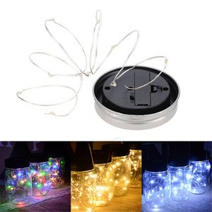 2m 20 LED -snaarverlichting Zonne Mason Jar Deksel Inzet met koperdraad Licht Licht Solar Mason Jar Hangende landschap Patiolamp