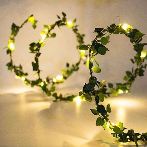 2m 20led Ivy Leaf Garland LED Fairy String Lights Copper Wire Decoration Décoration Light Light Christmas Home Party Decoration Y201020