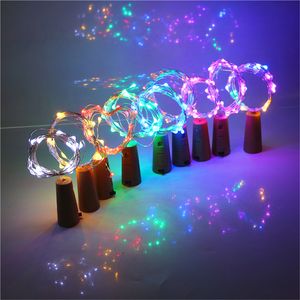 2M 20LED Lámpara en forma de corcho Tapón de botella Vino de cristal 1M LED Alambre de cobre Cadena de luces para fiesta de Navidad Boda Halloween