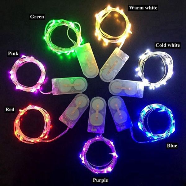 2M 20LEDs Pour Chaîne Led Batterie Noël CR2032 Mini Lumière Étoilé Fil D'argent Cuivre LED Bandes Micro Décoration Halloween Actionné Deteh