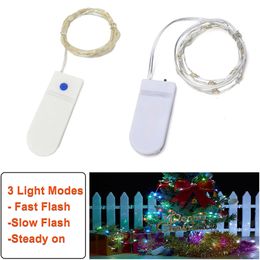 2M 20leds String Light CR2032 Batterij Operated LED-verlichting 3 Modus Flash Mini Zilveren Draad Lamp Decoratie Kerst Halloween Wedding Party