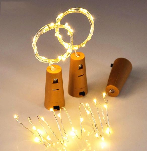 2M 20LEDs LED String Light Cork Shaped Bottle Stopper LED Battery Light Glass Copper Wire String Light para fiesta de Navidad Boda Dec4954815