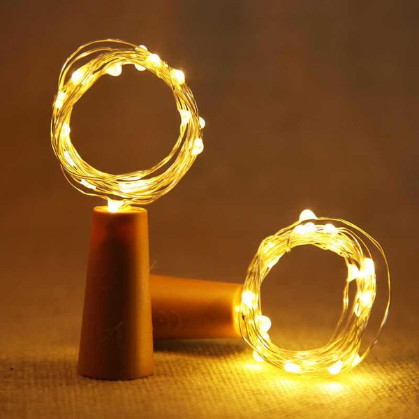2 M 20 LED Mini LED guirlandes lumineuses de vacances bouchon de bouteille artisanat en verre pour intérieur extérieur mariage noël LED lumières décoration CRESTECH