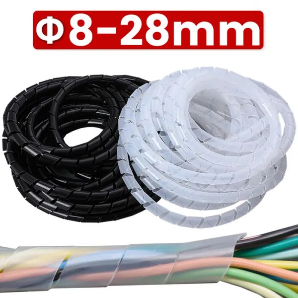 2M 28/10/8 mm Cable espiral flexible Cable Protector Organizador de cable Computer TV Cable Tubo de protección Herramientas de gestión