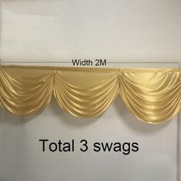 2M 3 gordijn volants gouden bruiloft backdop gordijn swag draperie volants kleine tafel rok swag voor evenement partij decoratie2838