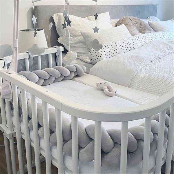 2M / 3M lit bébé pare-chocs bébé berceaux pare-chocs bébé noeud tresse oreiller coussin nouveau-né berceau protecteur G220421