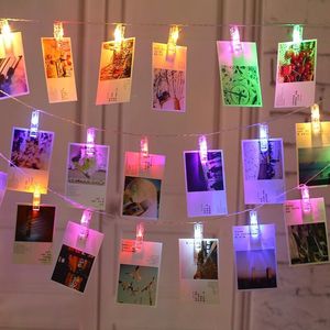 Guirnalda de luces LED con Clip para fotos de 2m/3m, guirnalda con pilas para exteriores con pinzas para la ropa para el hogar, adornos navideños