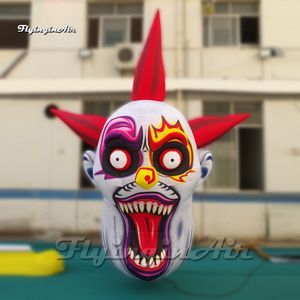 Ballon géant gonflable avec visage de Clown, 2m/3n, modèle de masque d'halloween suspendu avec souffleur et lumière LED pour décoration de fête