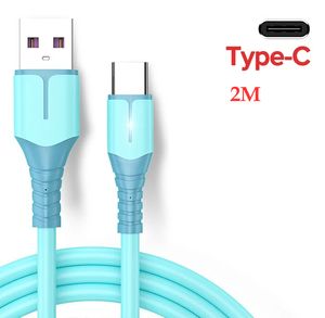 Câble USB de Charge rapide en Silicone liquide 2M 5A, pour téléphone portable Samsung Huawei Xiaomi, Charge rapide, USB Type C/Micro fil