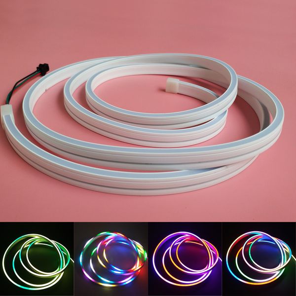 2M 5V SK6812 LED Pixel Neon Sign Tube Flexible Strip Light Belt 3528 RVB 192LEDs Gel de silice Plat IP67 Étanche Adressable Individuel Rêve Couleur